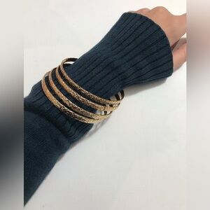 Bohemian Feminine Gold Tone Etched Nugget Bangle Bracelet Set of 4